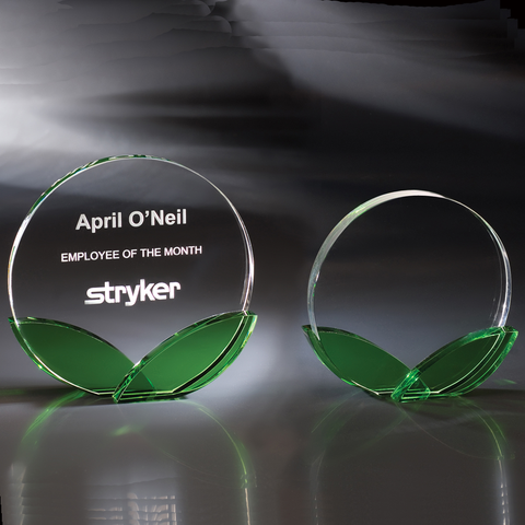 Crystal Green Shoots Award Engraved and Personalized