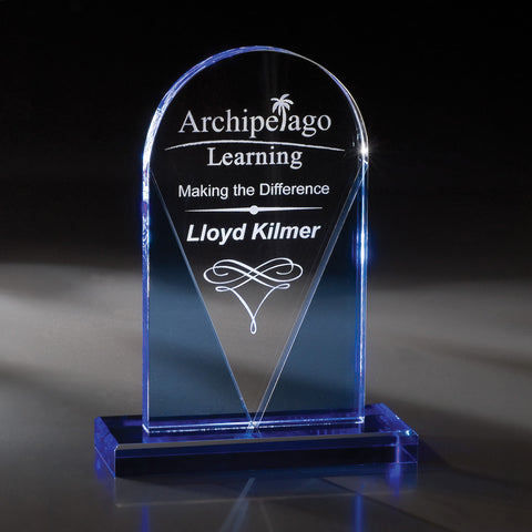 Crystal Hugo Award 6"W x 8"H Engraved and Personalized