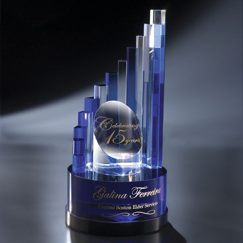 Crystal Aerial Award 6"W x 12 1/4"H  by Nik Meller Engraved Personalized