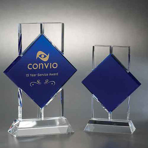 Blue Crystal Bold Award by Nik Meller Engraved and Personalized