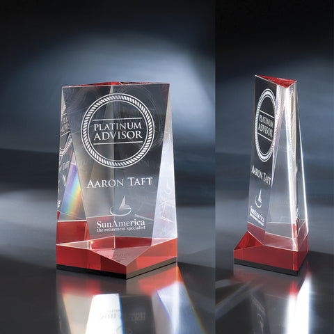 Crystal Crystallus Award 6"W x 9"H by Nik Meller Engraved and Personalized