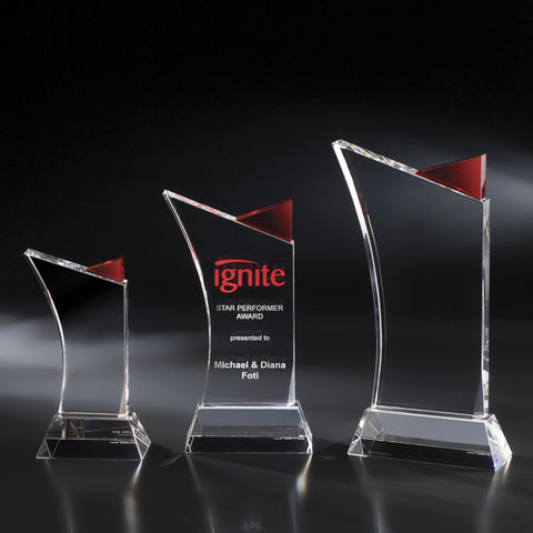 Crystal Red Firefly Award by Nik Meller Engraved and Personalized