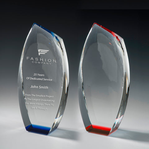 Crystal Granum Award 4"W x 9"H by Nik Meller Engraved and Personalized