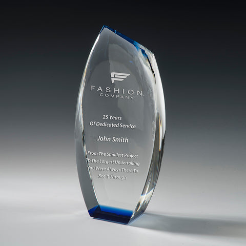 Crystal Granum Award 4"W x 9"H by Nik Meller Engraved and Personalized