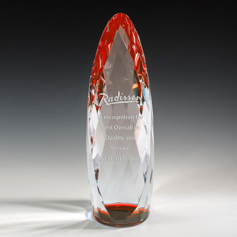 Crystal Red Liquidum Award by Nik Meller Engraved and Personalized