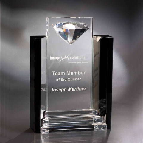 Crystal Marquis Diamond Award 8 1/2"W x 12"H by Nik Meller Custom Engraved