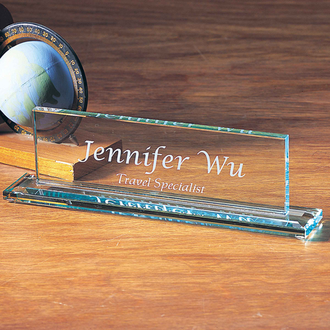 Jade Glass Executive Name Plate Engraved and Personalized