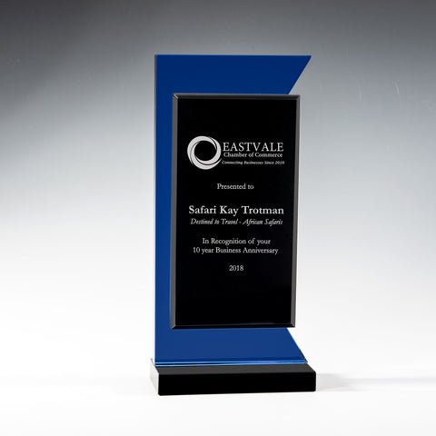 Crystal Seagram Award 4"W x 8 1/2"H by Nik Meller Engraved and Personalized