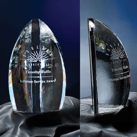 Crystal Solitude Award 5 3/4"W x 9"H by Nik Meller Engraved and Personalized