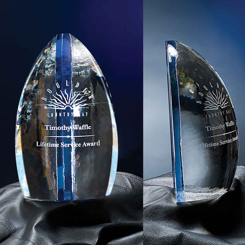 Crystal Solitude Award 5 3/4"W x 9"H by Nik Meller Engraved and Personalized