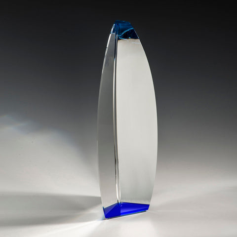 Crystal Blue Trigonus Recognition Award by Nik Meller Engraved and Personalized