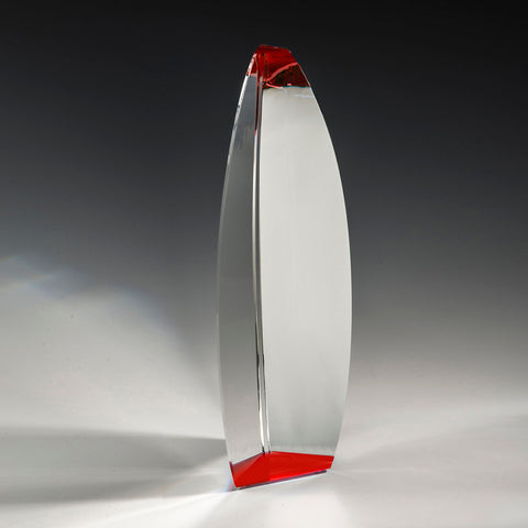 Crystal Red Trigonus Award by Nik Meller Engraved and Personalized