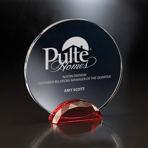 Crystal Red Crispy Award Custom Engraved and Personalized