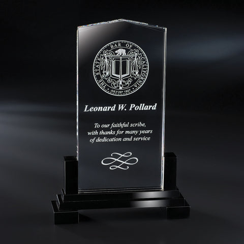 Crystal Solarium Award 6 1/4"W x 9 1/4"H Engraved and Personalized