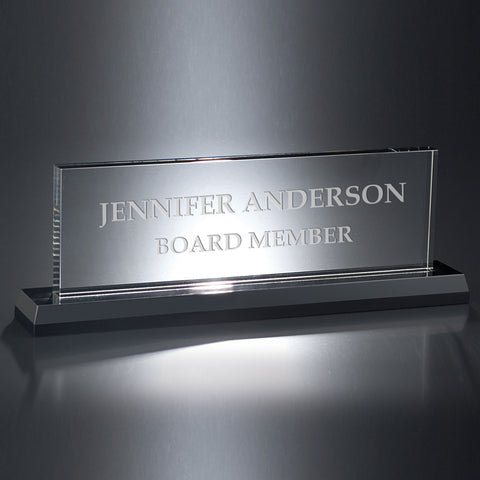 Crystal Executive Name Plate Engraved and Personalized