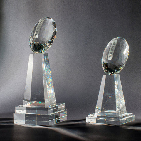 Crystal Championship Football Trophy By Chien J. Wang Engraved and Personalized