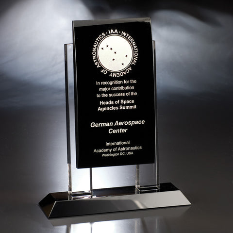 Black Crystal Mambo Award 8"W x 10"H by Chien J. Wang Engraved and Personalized