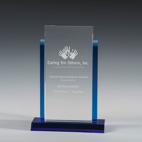 Crystal Pure Award 6 1/4"W x 9"H By Chien J. Wang Engraved and Personalized