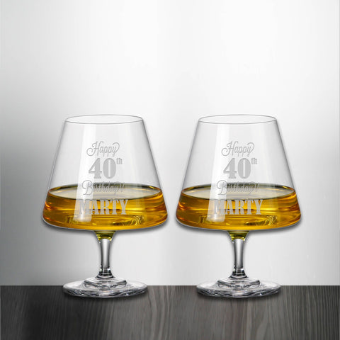 Set of 2 Happy Birthday Snifter Glass Engraved and Personalized