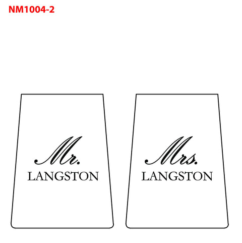 Set of 2  Mr. Mrs. Wedding Stemless White Wine Glasses Engraved and Personalized