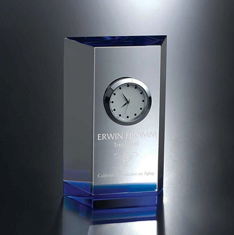 Crystal Nuevo Clock 3 1/8"W x 4 7/8"H Engraved and Personalized