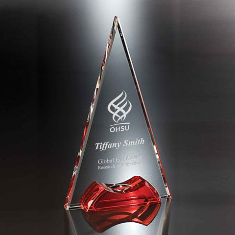 Crystal Red Soiree Award Engraved and Personalized